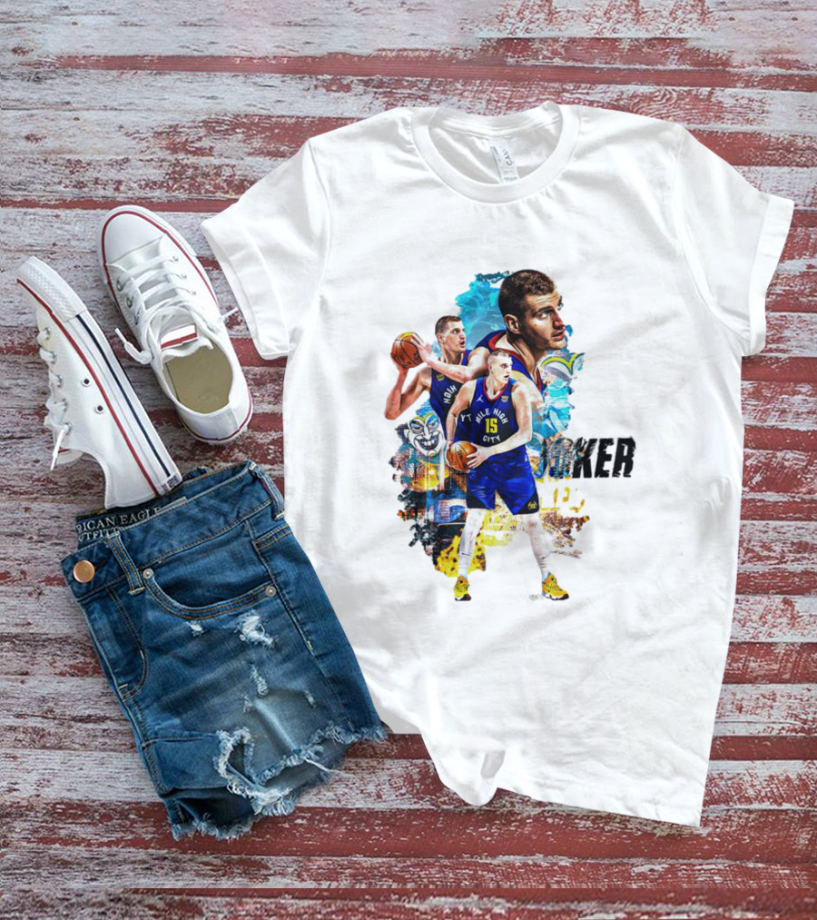 Nikola Jokic Joker Denver Basketball Player Dynamic Collage T-Shirt