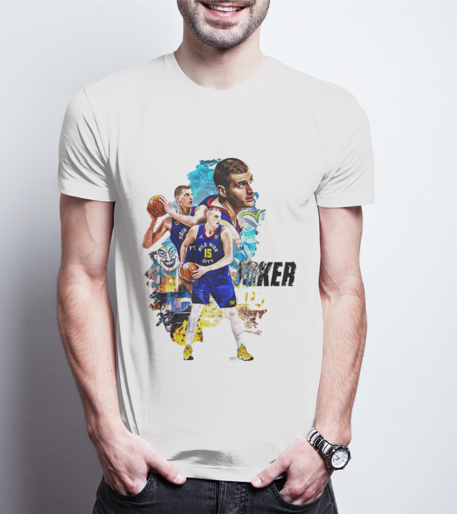 Nikola Jokic Joker Denver Basketball Player Dynamic Collage T-Shirt