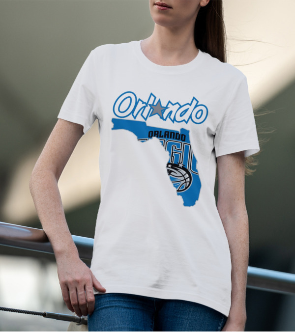 Orlando Magic Florida Map Basketball T-Shirt