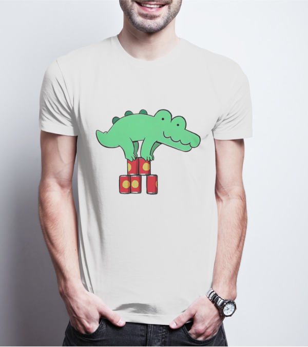 Orlando Funny Cartoon Crocodile Balancing On Red Cans T-Shirt