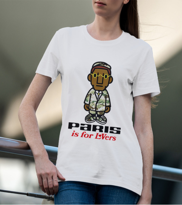 Paris Is For Lovers Cartoon Character In Camo Outfit With Glasses T-Shirt