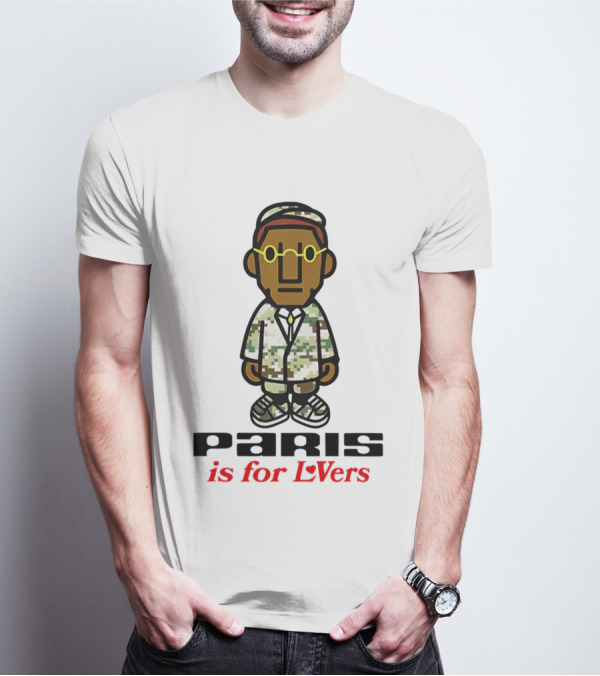 Paris Is For Lovers Cartoon Character In Camo Outfit With Glasses T-Shirt