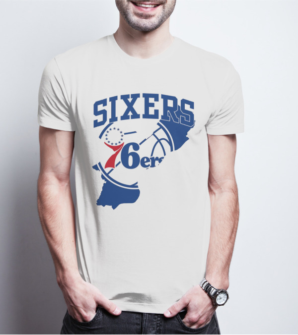 Philadelphia Sixers 76ers Map Basketball Pennsylvania Shape T-Shirt