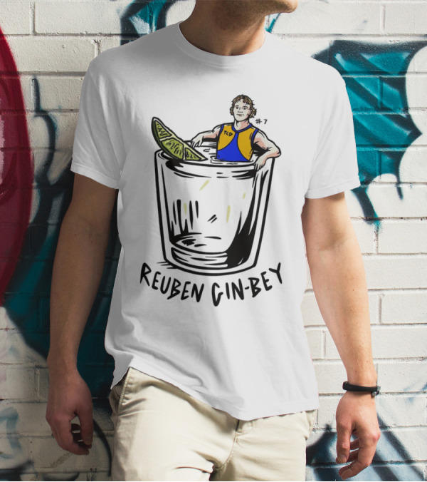 Reuben Gin-bey In West Coast Eagles Colors With Lime In Glass T-Shirt