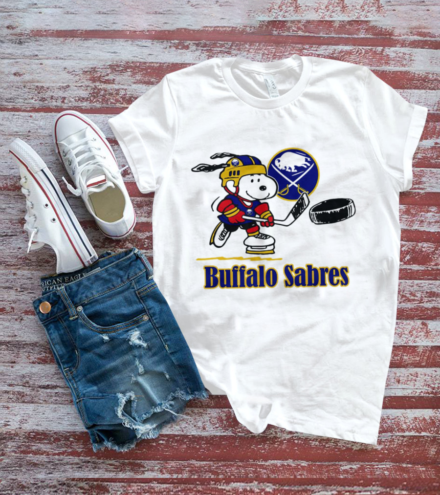 Snoopy Buffalo Sabres Hockey Player With Puck T-Shirt