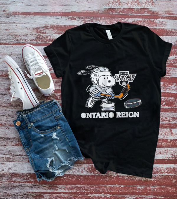 Snoopy Ontario Reign Hockey Player With Puck T-Shirt