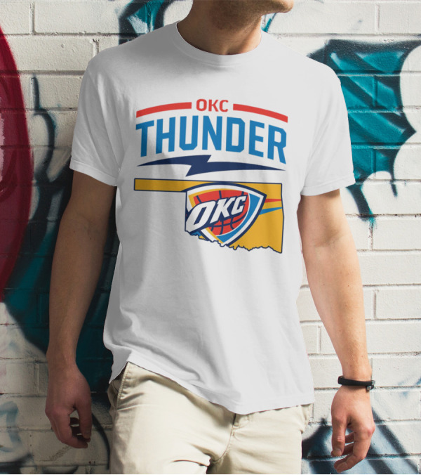 OKC Thunder Basketball Oklahoma Map T-Shirt