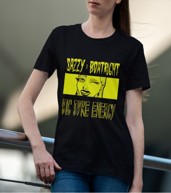 Sazzy Boatright Big Dyke Energy Winking Yellow Comic T-Shirt