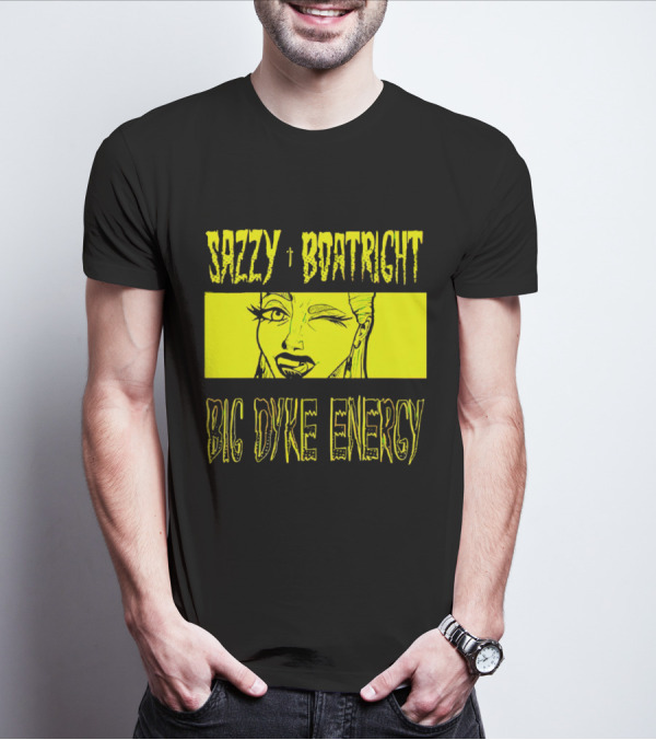 Sazzy Boatright Big Dyke Energy Winking Yellow Comic T-Shirt