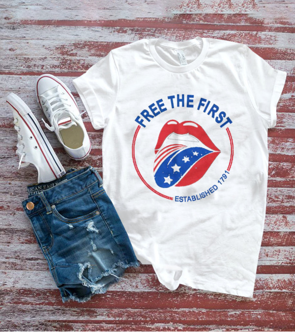Free The First Red Lips Stars Established 1791 T-Shirt
