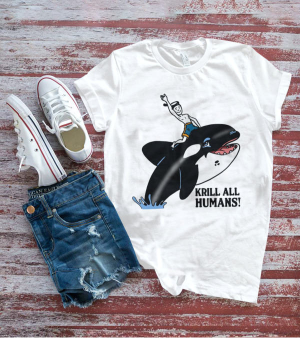 Krill All Humans Orca Rider Sailor Cartoon T-Shirt