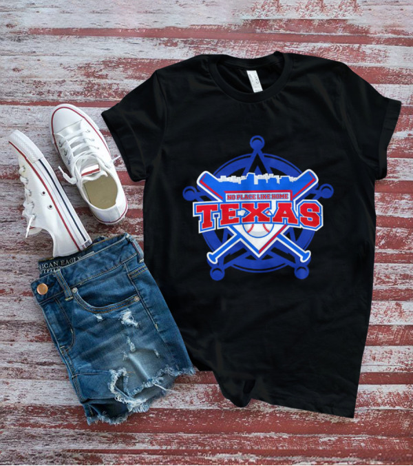 No Place Like Home Texas Baseball Crossed Bats And Ball T-Shirt