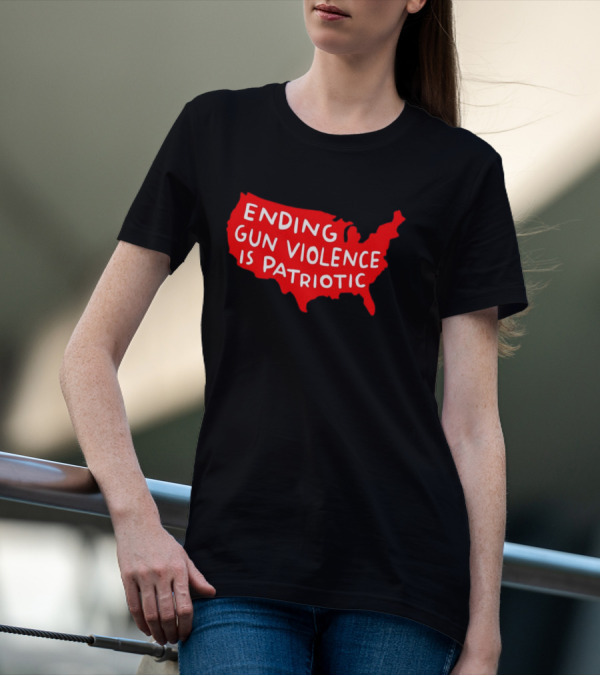 Ending Gun Violence Is Patriotic Red USA Map T-Shirt