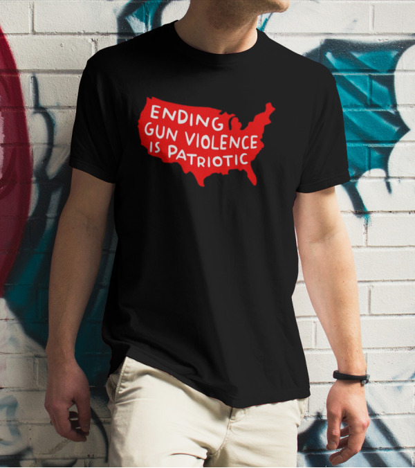 Ending Gun Violence Is Patriotic Red USA Map T-Shirt