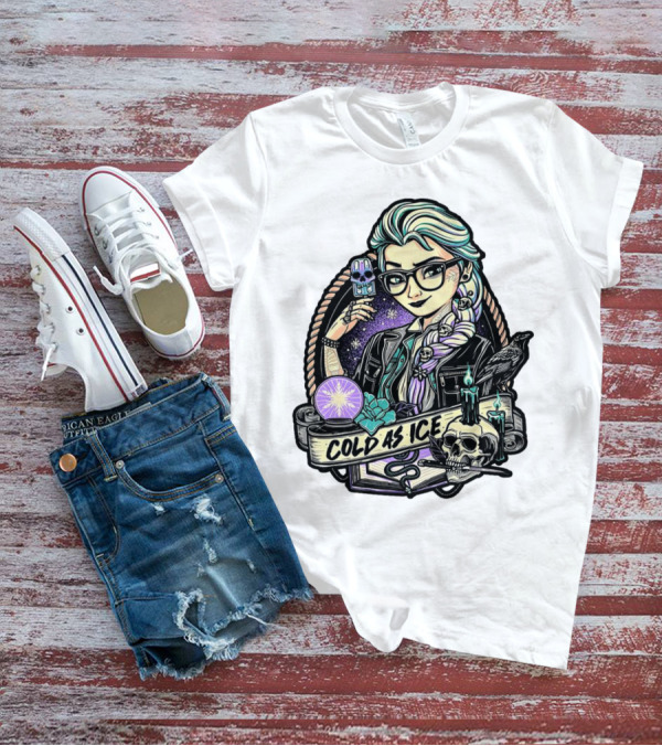 Frozen Elsa Cold As Ice Skull Raven Gothic Elements T-Shirt