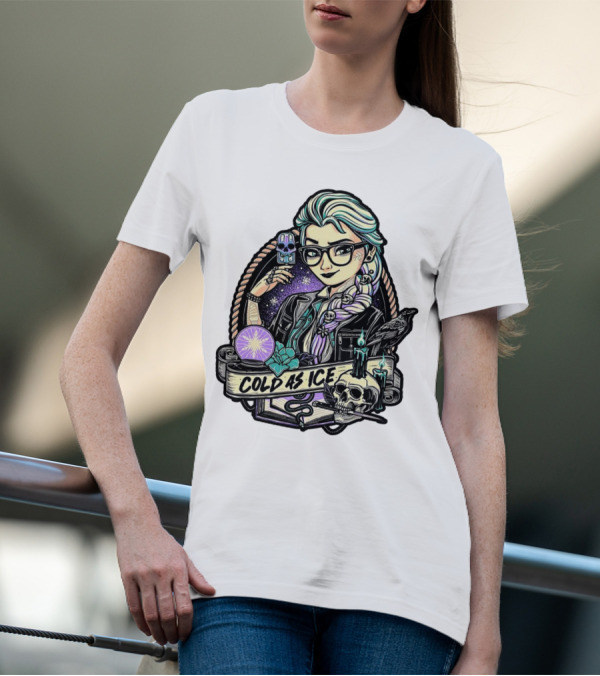 Frozen Elsa Cold As Ice Skull Raven Gothic Elements T-Shirt