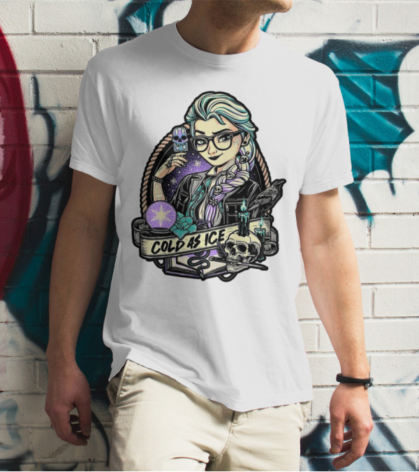 Frozen Elsa Cold As Ice Skull Raven Gothic Elements T-Shirt