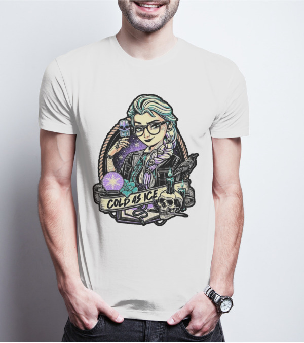 Frozen Elsa Cold As Ice Skull Raven Gothic Elements T-Shirt