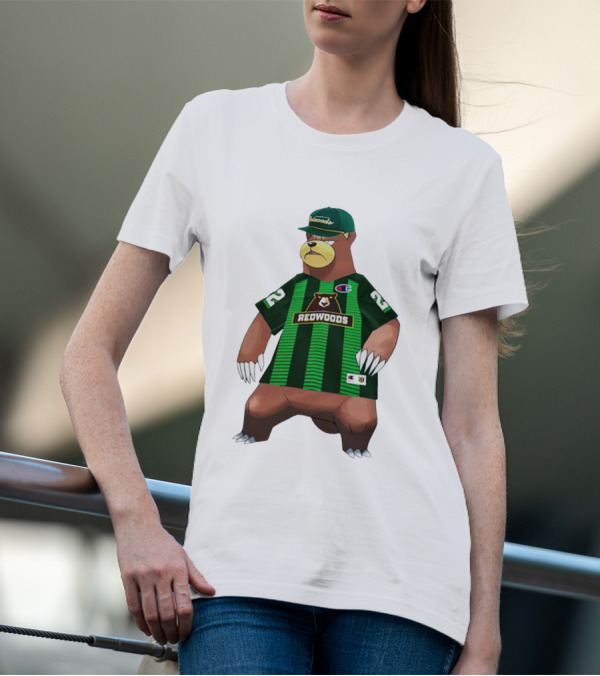 Redwoods Lacrosse Bear Mascot Green Jersey 22 T-Shirt