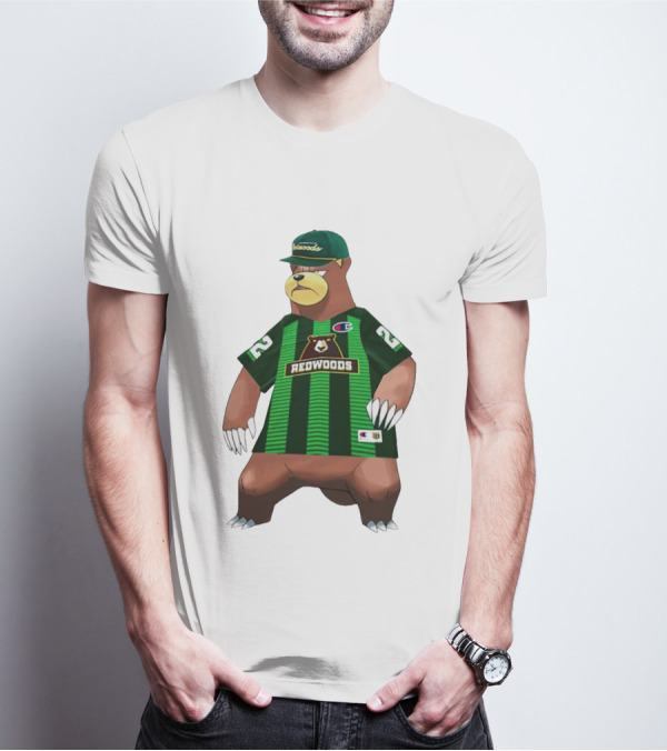 Redwoods Lacrosse Bear Mascot Green Jersey 22 T-Shirt