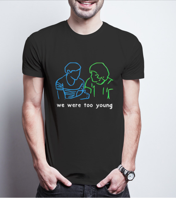 We Were Too Young Neon Outline Two People Conversation T-Shirt
