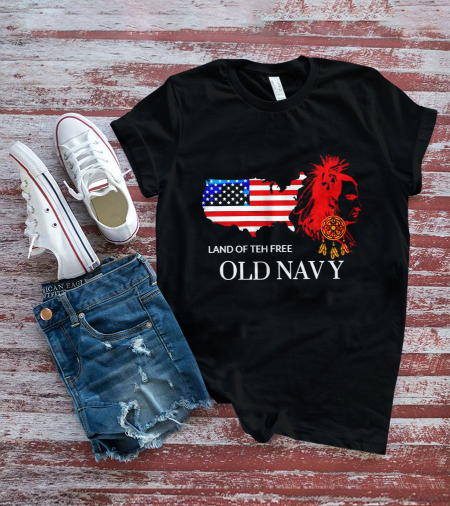 Land Of Teh Free Old Navy USA Flag Native American T-Shirt