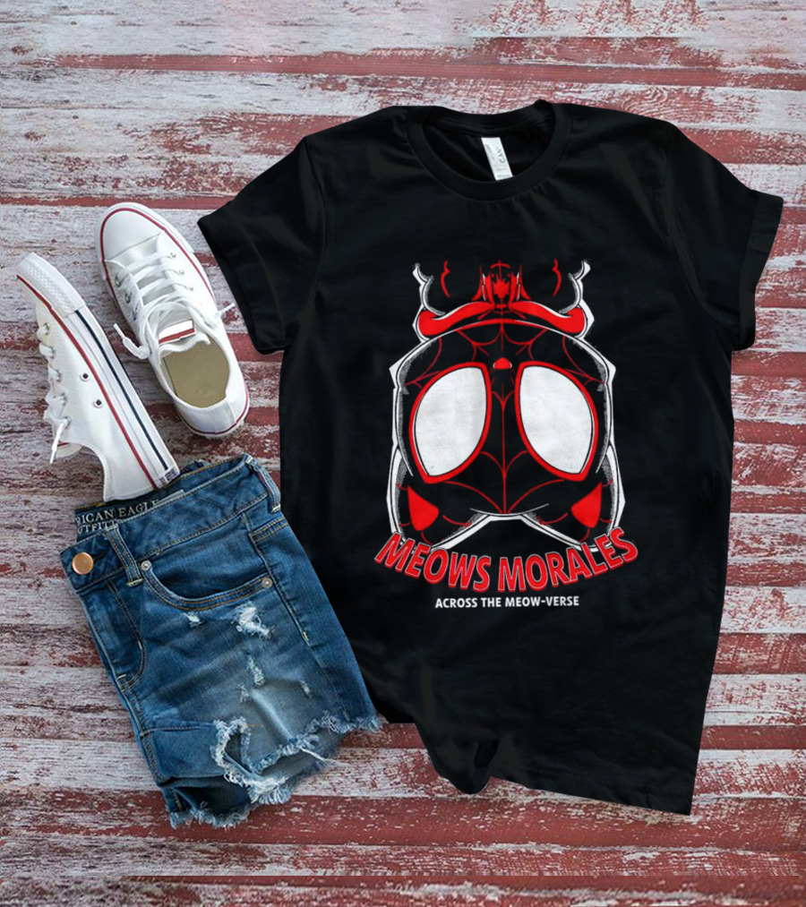Meows Morales Across The Meow-Verse Spider Cat Mask T-Shirt