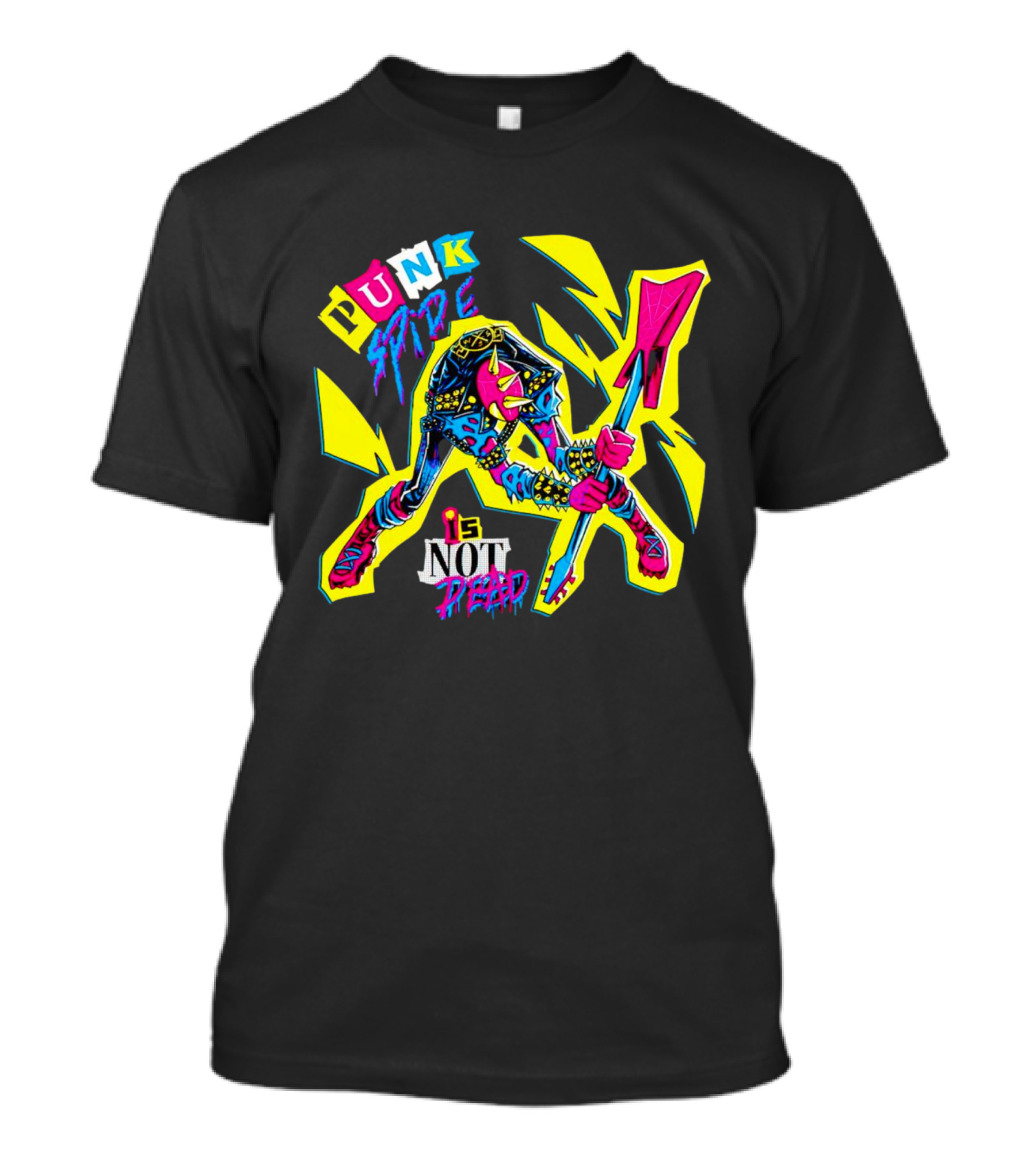 Punk Spider Is Not Dead Electric Guitar Lightning Bolt T-Shirt