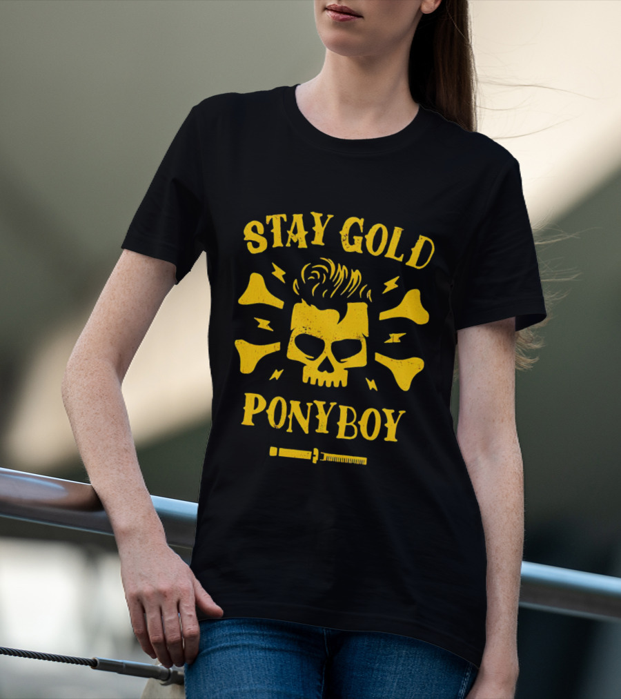 Stay Gold Ponyboy Skull With Comb And Bones T-Shirt