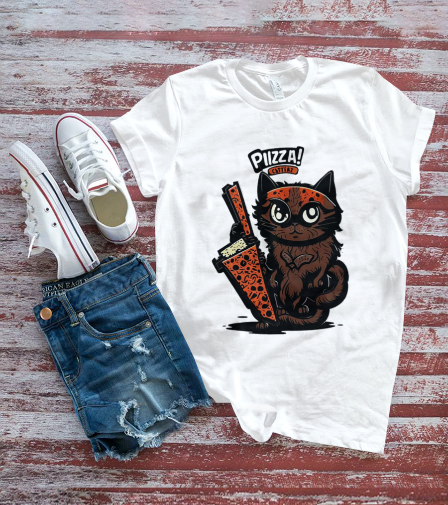 Pizza Cat Cattfat Meow That's A Good Slice T-Shirt