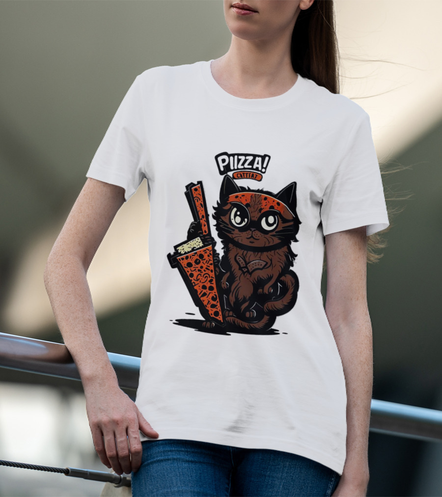 Pizza Cat Cattfat Meow That's A Good Slice T-Shirt