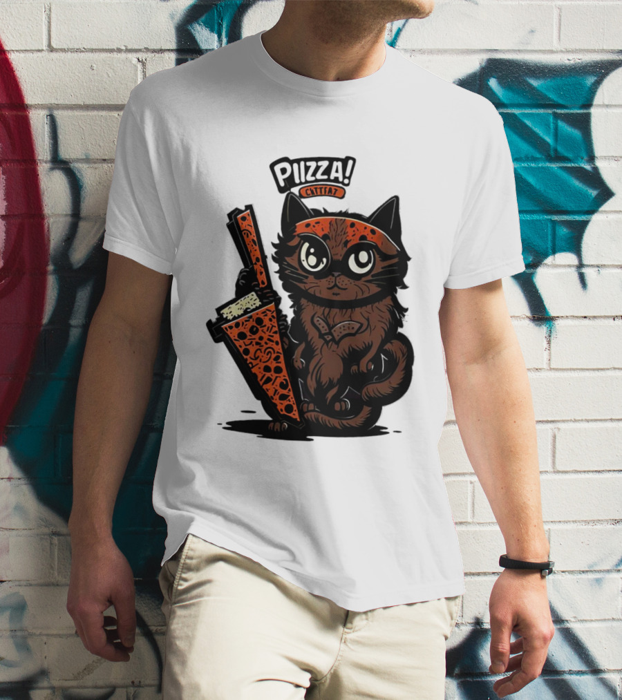 Pizza Cat Cattfat Meow That's A Good Slice T-Shirt