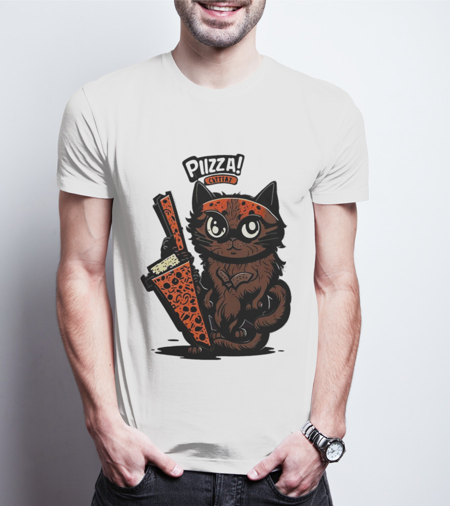 Pizza Cat Cattfat Meow That's A Good Slice T-Shirt