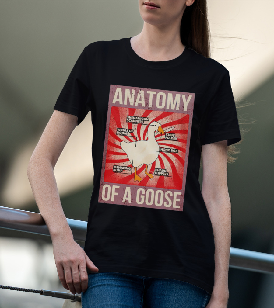 Anatomy Of A Goose Shenanigan Scanners Wings Of Doom Knife Folder Honk Box Menacing Rump Chaos Flippers T-Shirt