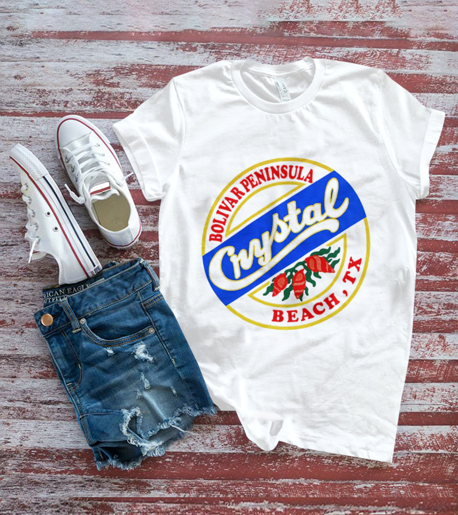 Bolivar Peninsula Crystal Beach TX Shells Circle Badge T-Shirt
