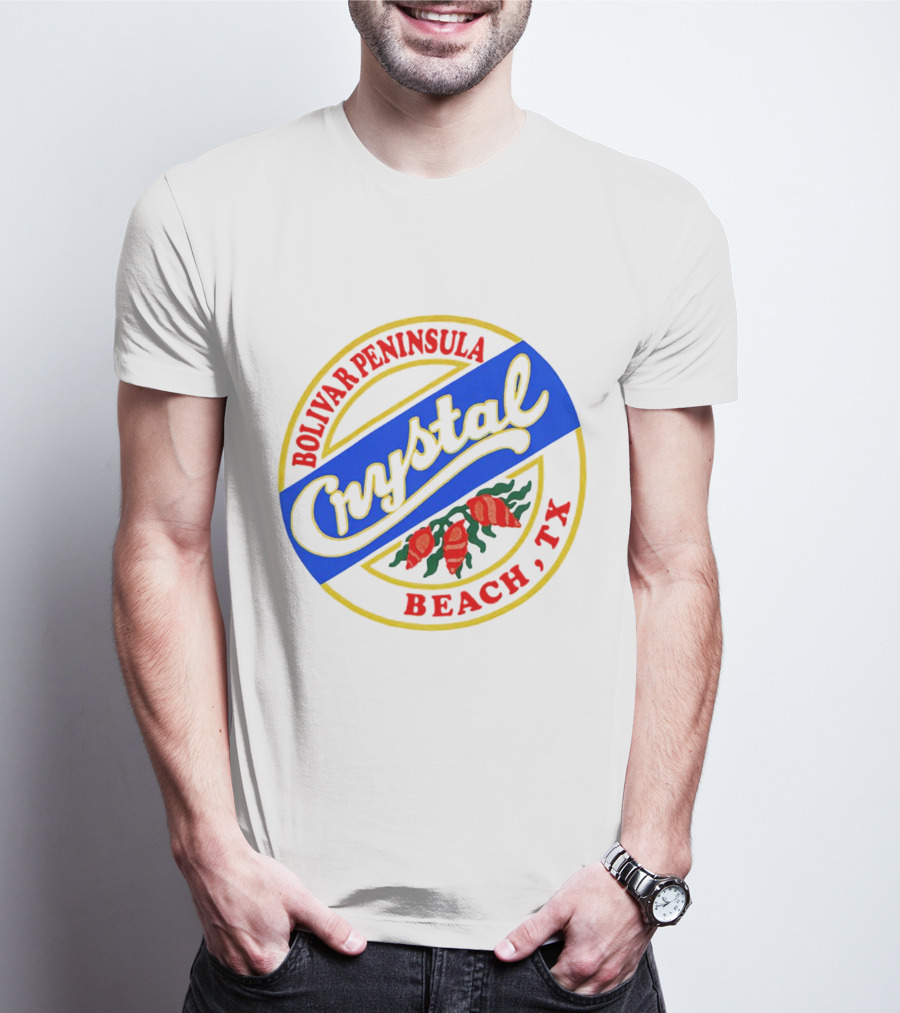Bolivar Peninsula Crystal Beach TX Shells Circle Badge T-Shirt
