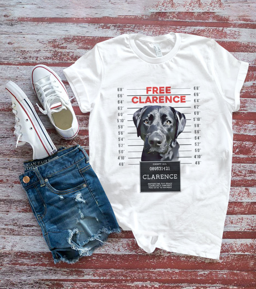 Free Clarence Mugshot Dog T-Shirt