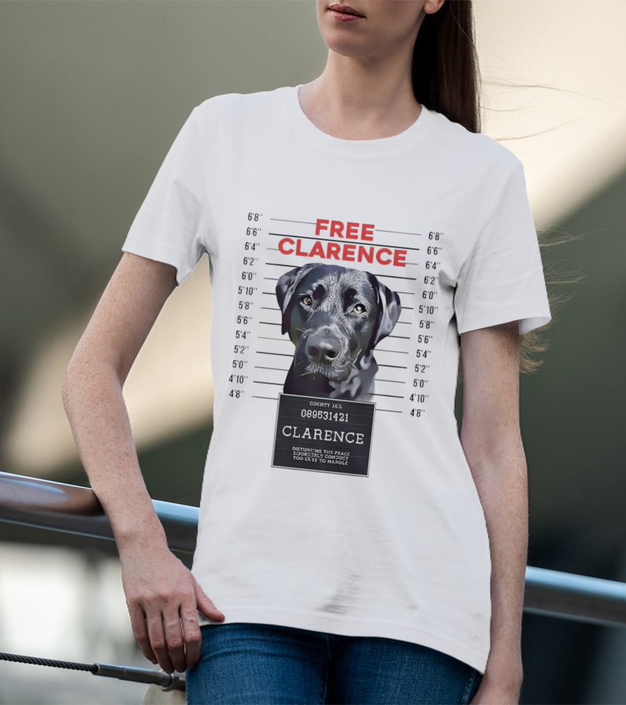 Free Clarence Mugshot Dog T-Shirt