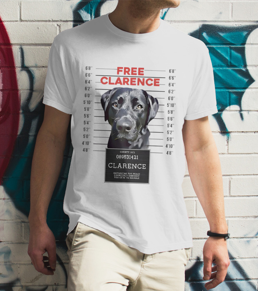 Free Clarence Mugshot Dog T-Shirt