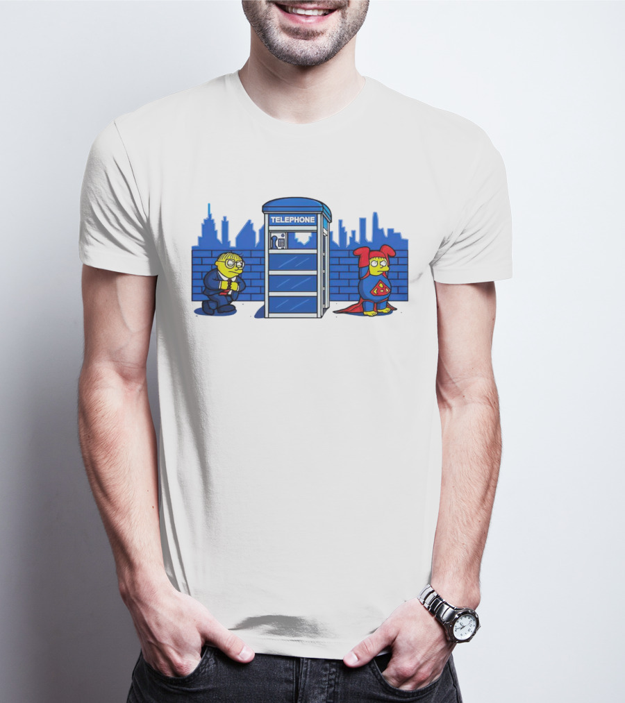 Simpson Telephone Booth Superhero Transform T-Shirt