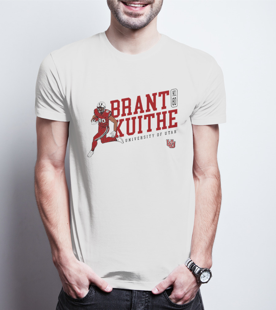 Brant Kuithe No. 80 University Of Utah Utes Football Caricature T-Shirt