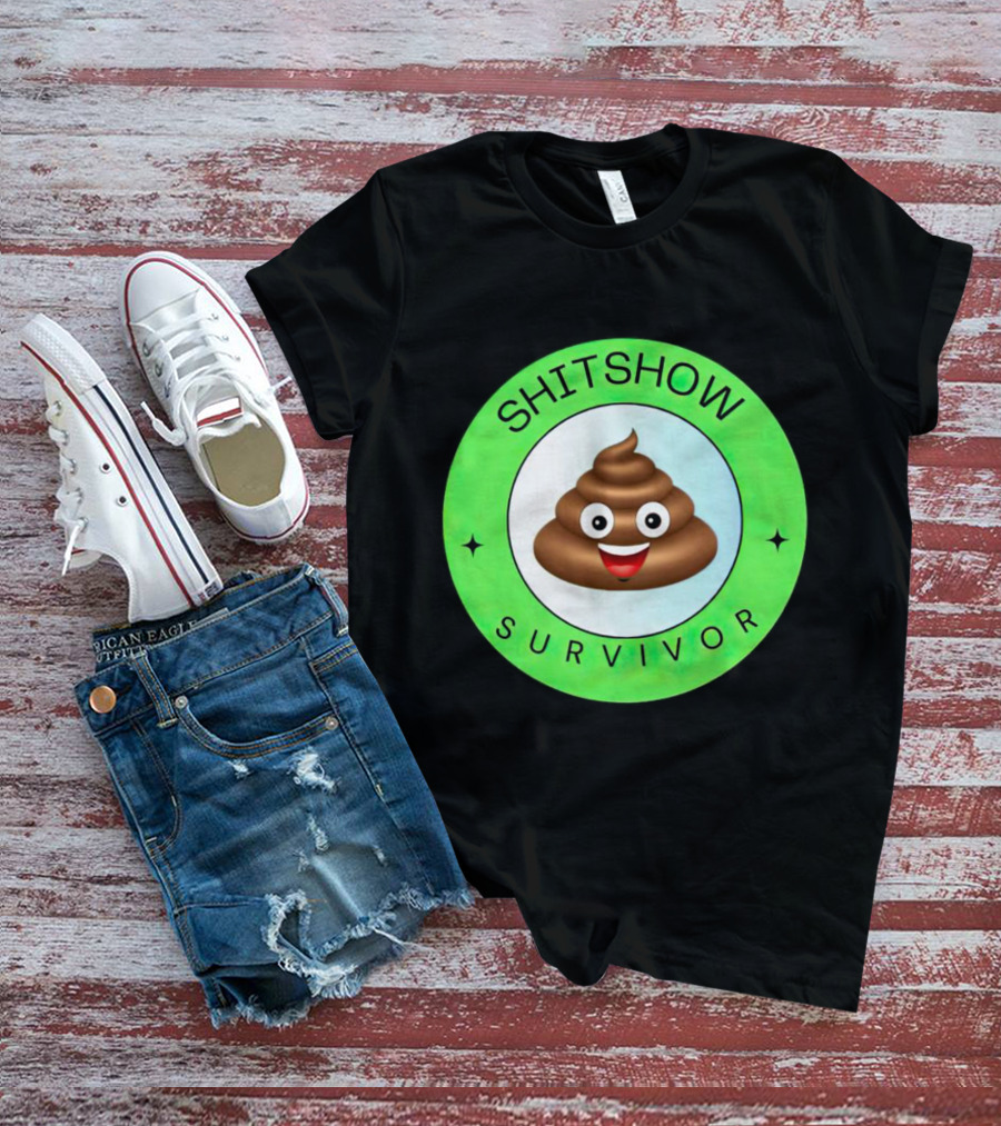Shitshow Survivor Poop Emoji Circle Emblem T-Shirt