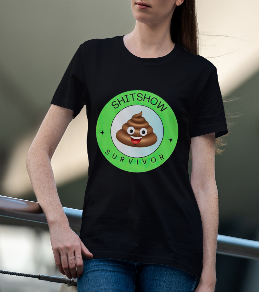 Shitshow Survivor Poop Emoji Circle Emblem T-Shirt