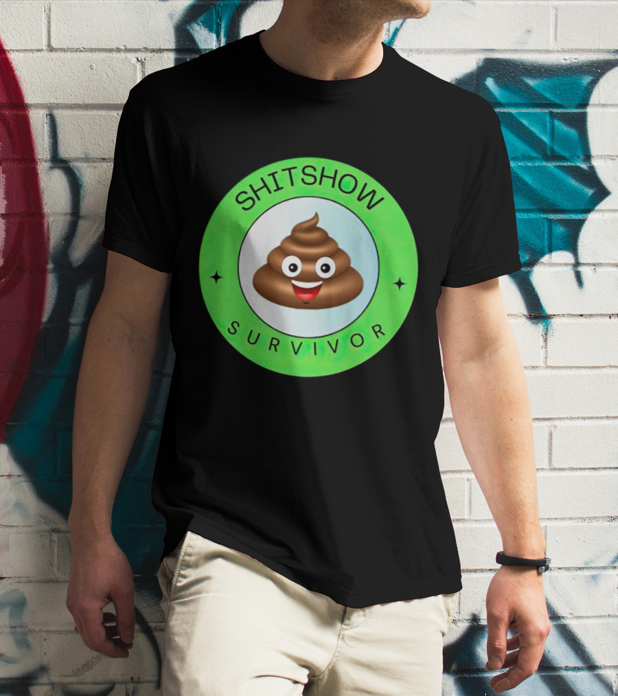 Shitshow Survivor Poop Emoji Circle Emblem T-Shirt