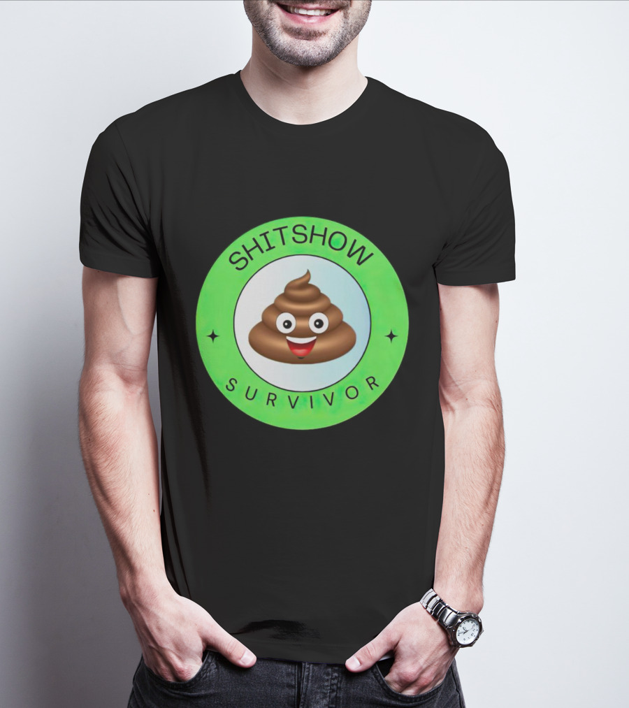 Shitshow Survivor Poop Emoji Circle Emblem T-Shirt