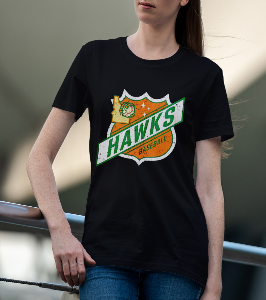 Hawks Baseball Idaho Highway Shield T-Shirt