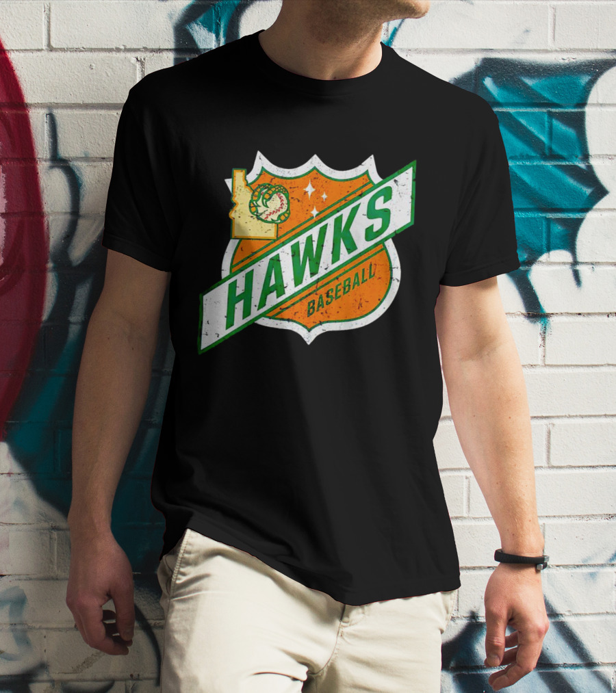 Hawks Baseball Idaho Highway Shield T-Shirt