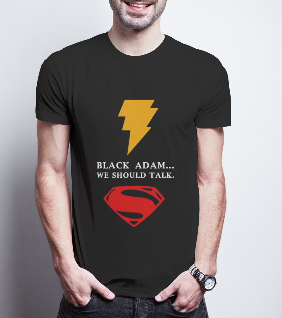 Black Adam We Should Talk Lightning Bolt Superman Emblem T-Shirt