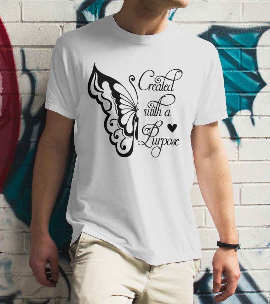 Created With A Purpose Butterfly Heart T-Shirt