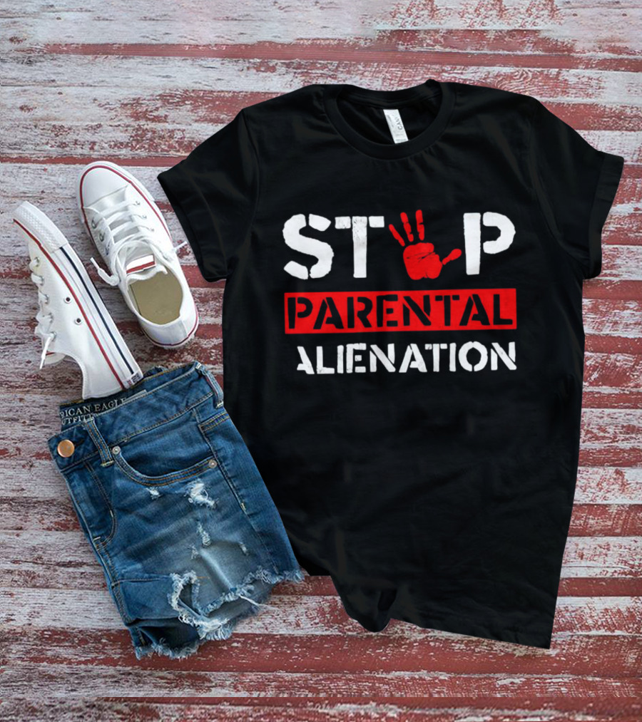 STOP PARENTAL ALIENATION Red Handprint T-Shirt
